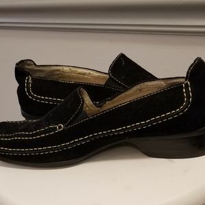 Me Too Black Loafers with Contrast Stitching